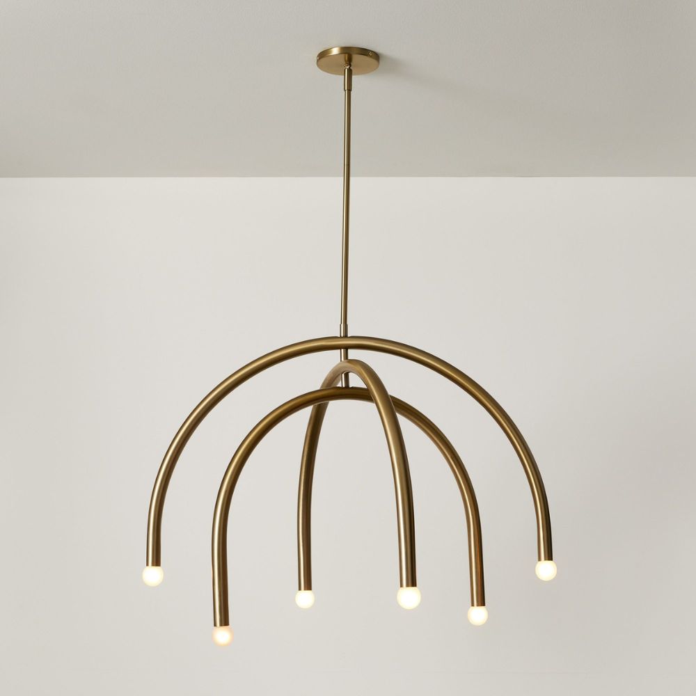 Borvia Arc Chandelier – Minimalist Rotatable Arms for Dining Room or Living Room