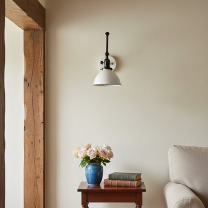 Conique Metal Vintage Industrial Swing Arm Wall Lamp - Adjustable Dome Shade for Study
