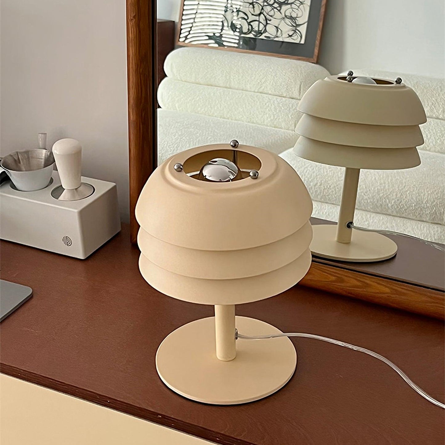 Minimalistische 3 Stöckige Creme Pilz Bettseite Tischlampe