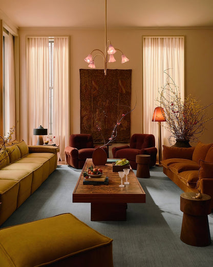 Bellina Sculptural Glass Lily Chandelier – Modern Romantic Pendant Light for High Ceilings