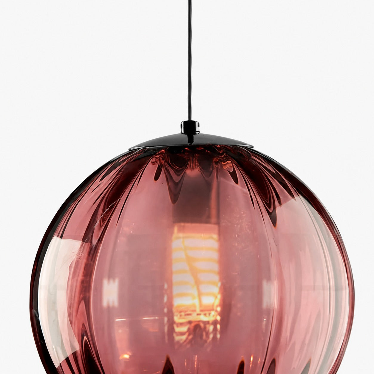 Lunorie Iron Metal Glass Globe Pendant Light – Sculpted Adjustable Pendant for Dining Spaces