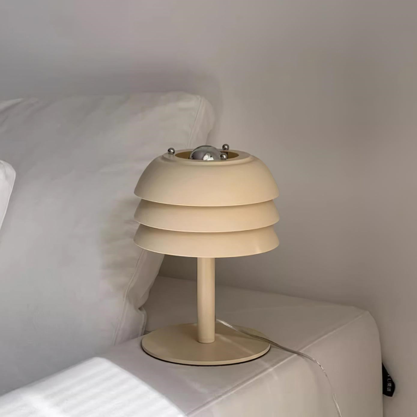 Minimalistische 3 Stöckige Creme Pilz Bettseite Tischlampe