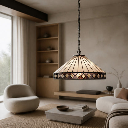 TF Fargo Pendant Light - Tiffany Style Lighting with an Art Deco Shade and Adjustable Chain