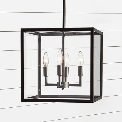 Ferrix Outdoor Lantern Pendant Lamp – Industrial Glass and Iron Design for Modern Spaces