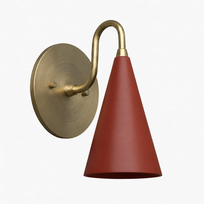 Curva Metal Cone Shade Sconce – Vintage Brass Wall Light for Entryway or Stairwell