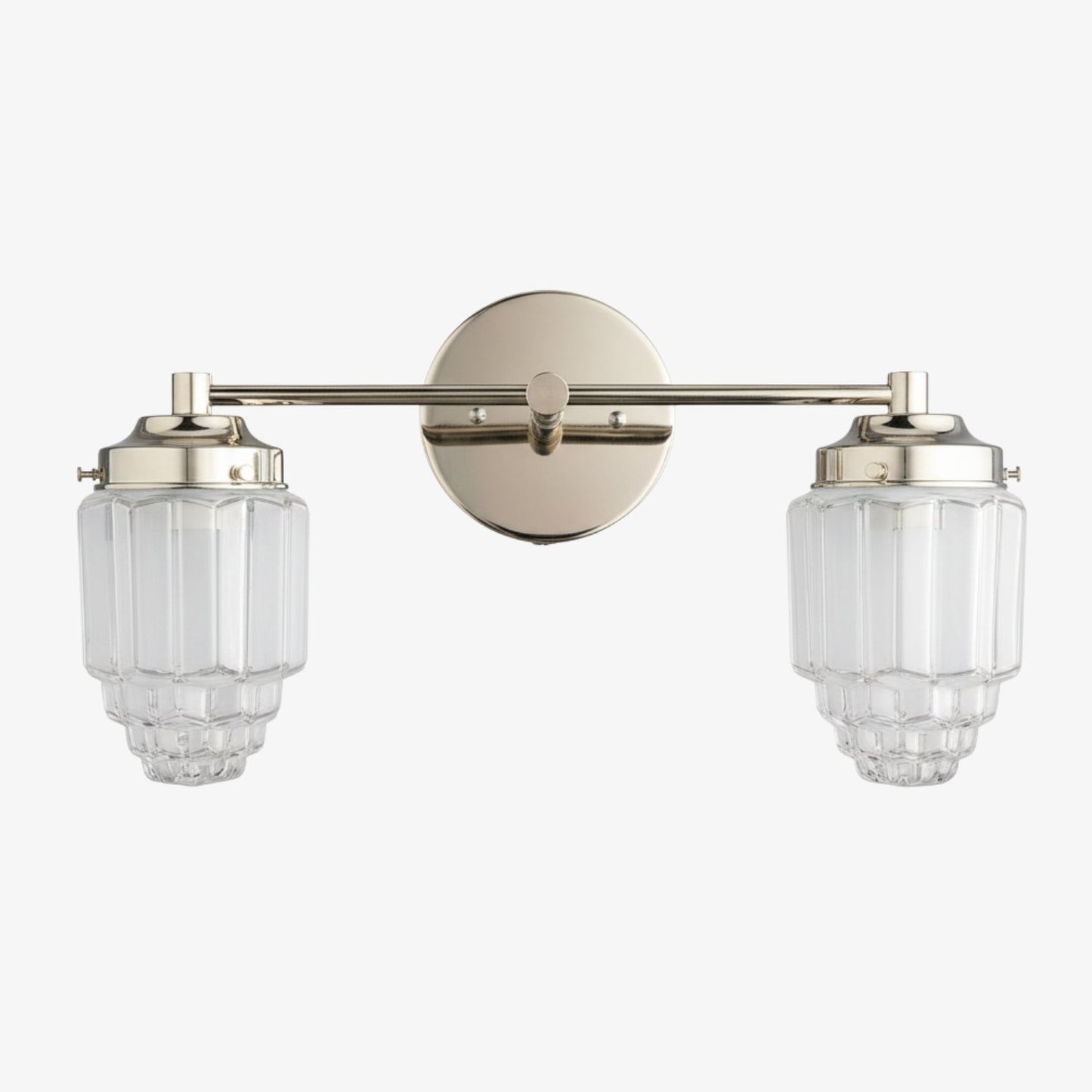 Tierlux Glass Vanity Light - Art Deco Bathroom Fixture with Skyscraper Shades
