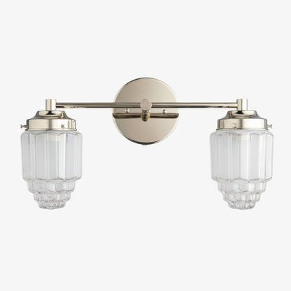 Tierlux Glass Vanity Light - Art Deco Bathroom Fixture with Skyscraper Shades