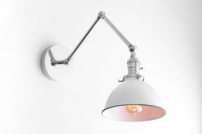 Conique Metal Vintage Industrial Swing Arm Wall Lamp - Adjustable Dome Shade for Study