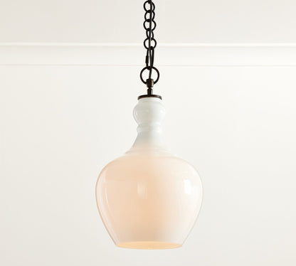 Lawson Glass Pendant Light - Recycled & Milk Glass with Bronze Accent