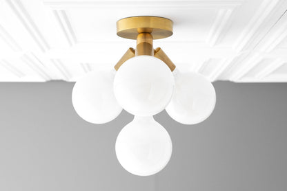 Glorica Glass Flush Mount Light - Globe Ceiling Fixture Modern