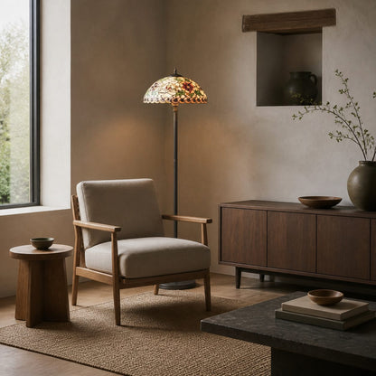 TF Angelique Style Floor Lamp – Handcrafted Glass Shade with Warm Ambience