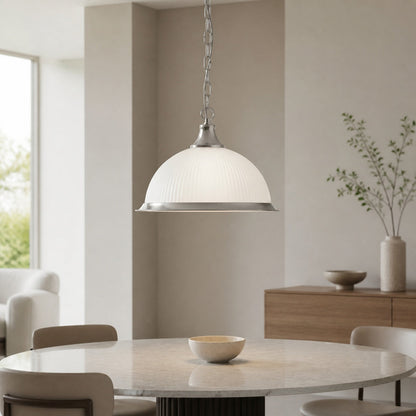 TF Vintora Pendelleuchte aus geripptem Glas – Elegante Metallumrandung für Küchen, Essbereiche und Flure