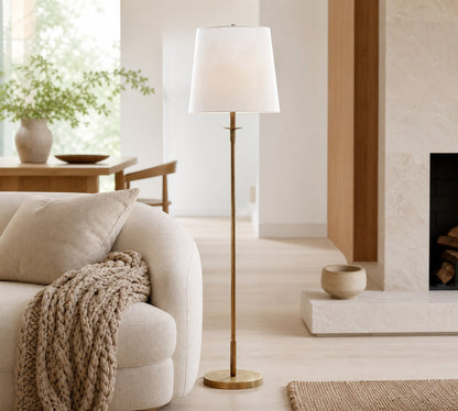 Rowan Schlanke Articulating Floor Lamp mit Leinenlampenschirm für fokussiertes Licht