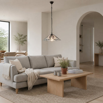 TF Astoria Tiffany Deckenleuchte – Geometrisches Glasdesign mit Noppen für das Wohnzimmer