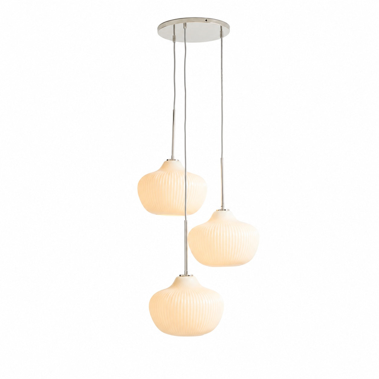 Rivrona Kronleuchter aus geripptem Glas mit 3 Lichtern – Skulpturale moderne Beleuchtung für Zuhause