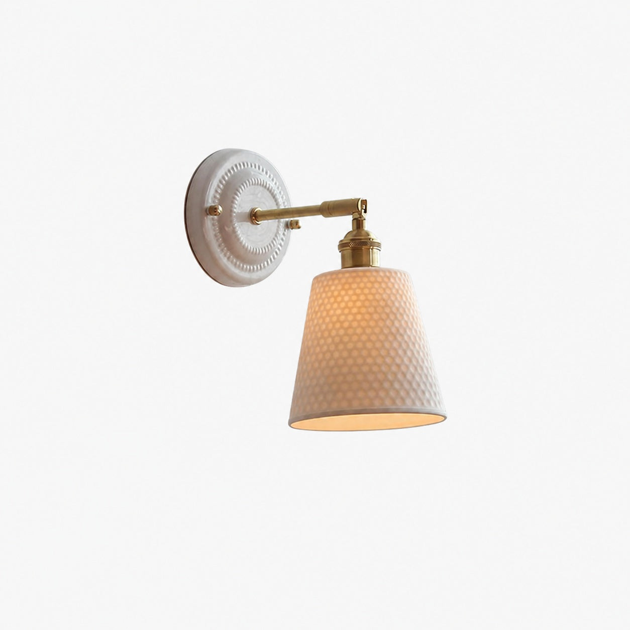Japanische Vintage Wandlampe aus Keramik und Messing mit 1 Leuchte