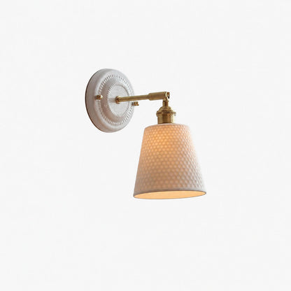 Japanische Vintage Wandlampe aus Keramik und Messing mit 1 Leuchte