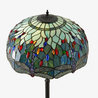 TiffStar Art Glass Floor Lamp with Ornamental Pattern Shade – Standing Light for Living Rooms