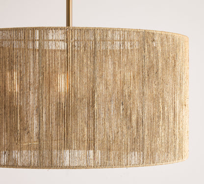 Dumora Antique Brass Drum Pendant Lamp - Farmhouse Style Lamp for Living Room
