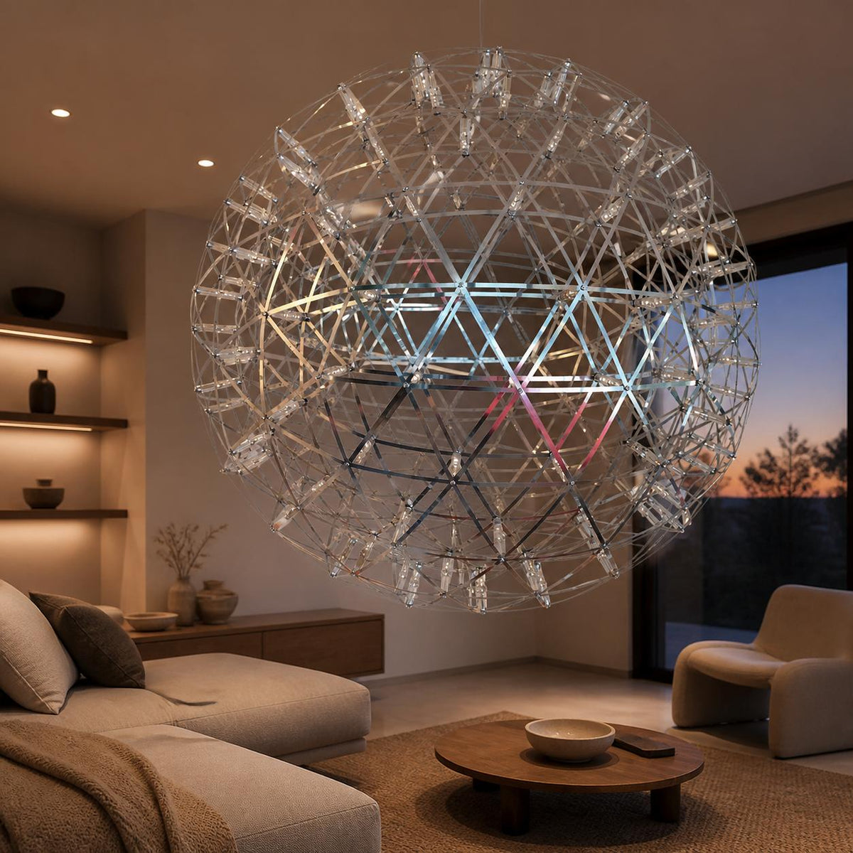 Silver Spark Ball Pendant Light