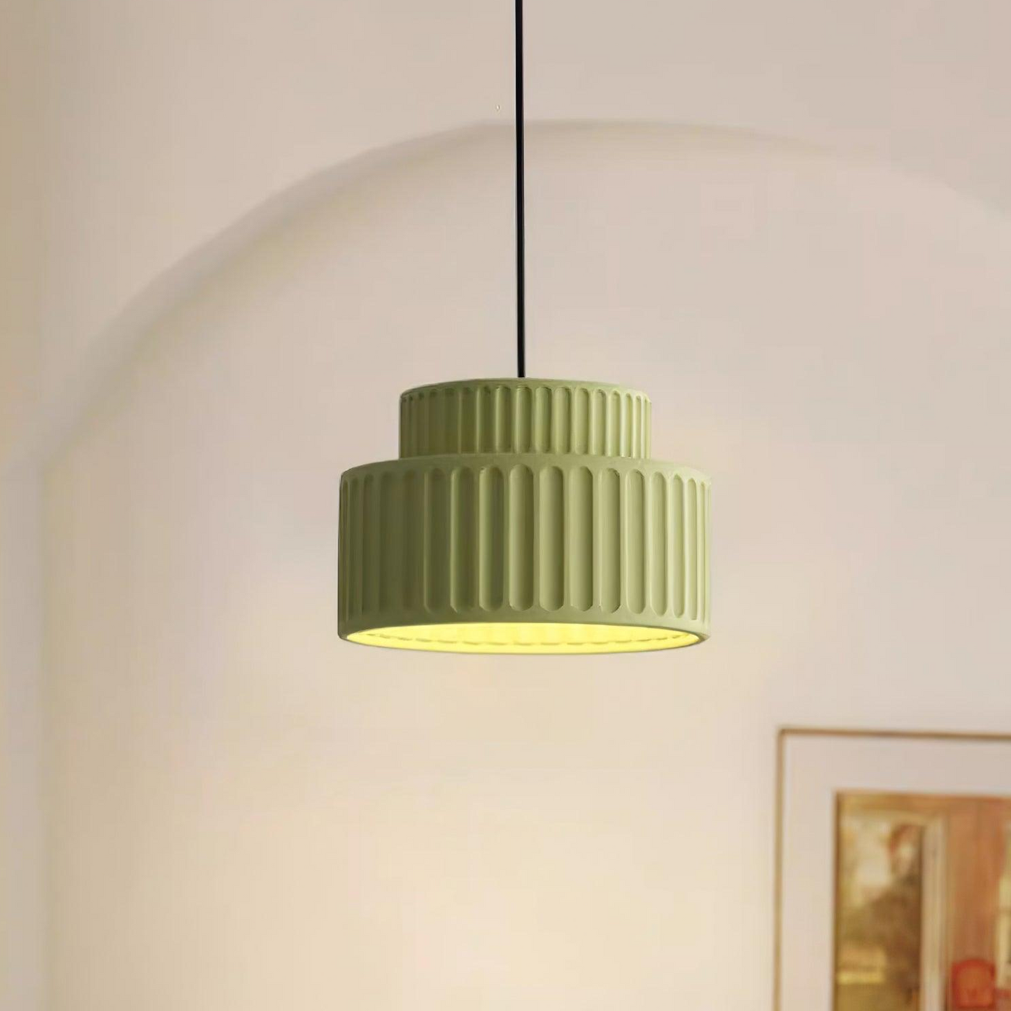 Skandinavische Creme Harz Schalen Pendelleuchte