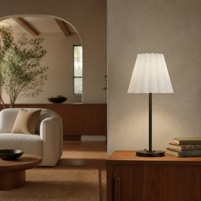 Ruffmeto Transitional Slim Table Lamp – Sculptural Shade Lighting for Living Room or Bedroom