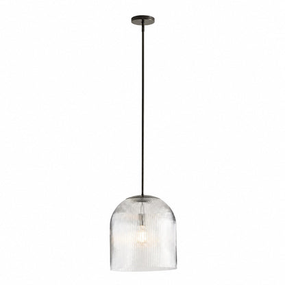 Alain Farmhouse Cooper Ribbed Glass Pendant Light