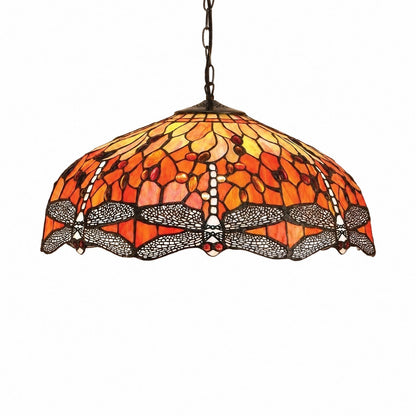 TF Dragonfly Blue Tiffany-Deckenleuchte – Jugendstil-Pendelleuchte aus Buntglas für Wohnzimmer