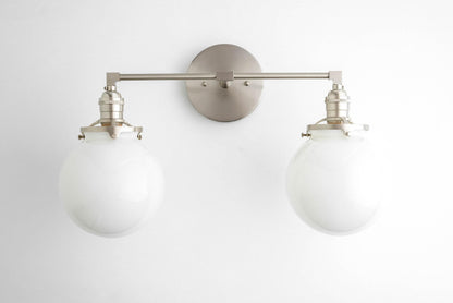 Lumio Globe Glass Globe Vanity Light - Modern Two Light Bathroom Sconce