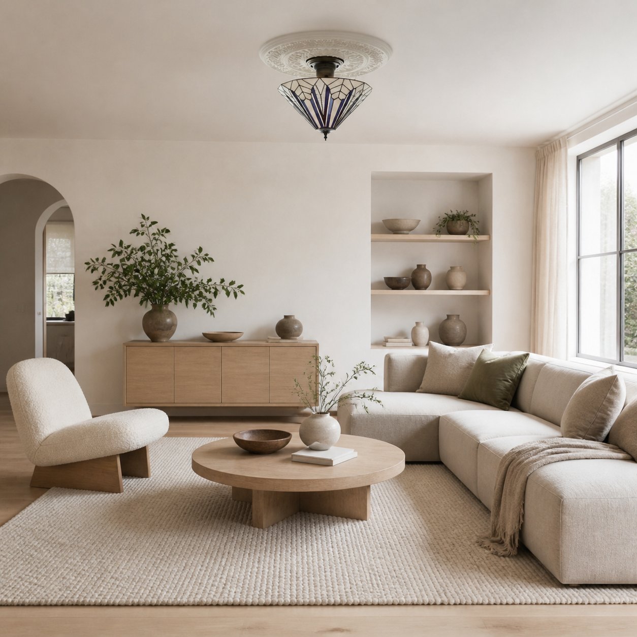 TF Astoria Dekorative Buntglas-Deckenleuchte – Art-Deco-Deckenleuchte für Eingangsbereiche und Lounges