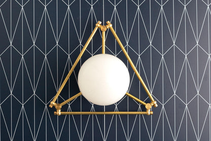 Glorica Glass Geometric Brass Ceiling Light - Hand-Blown Globe Design