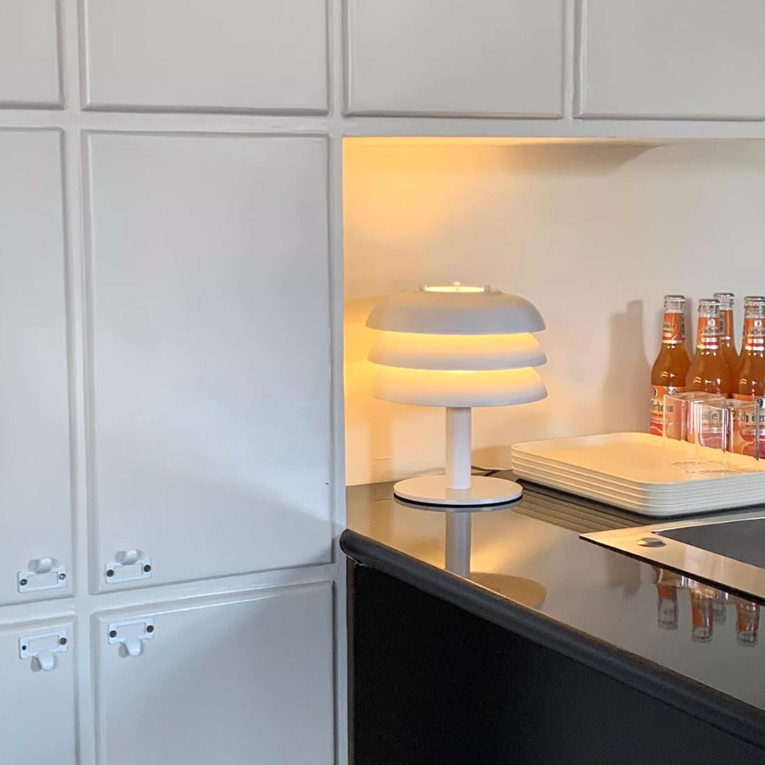 Minimalistische 3 Stöckige Creme Pilz Bettseite Tischlampe