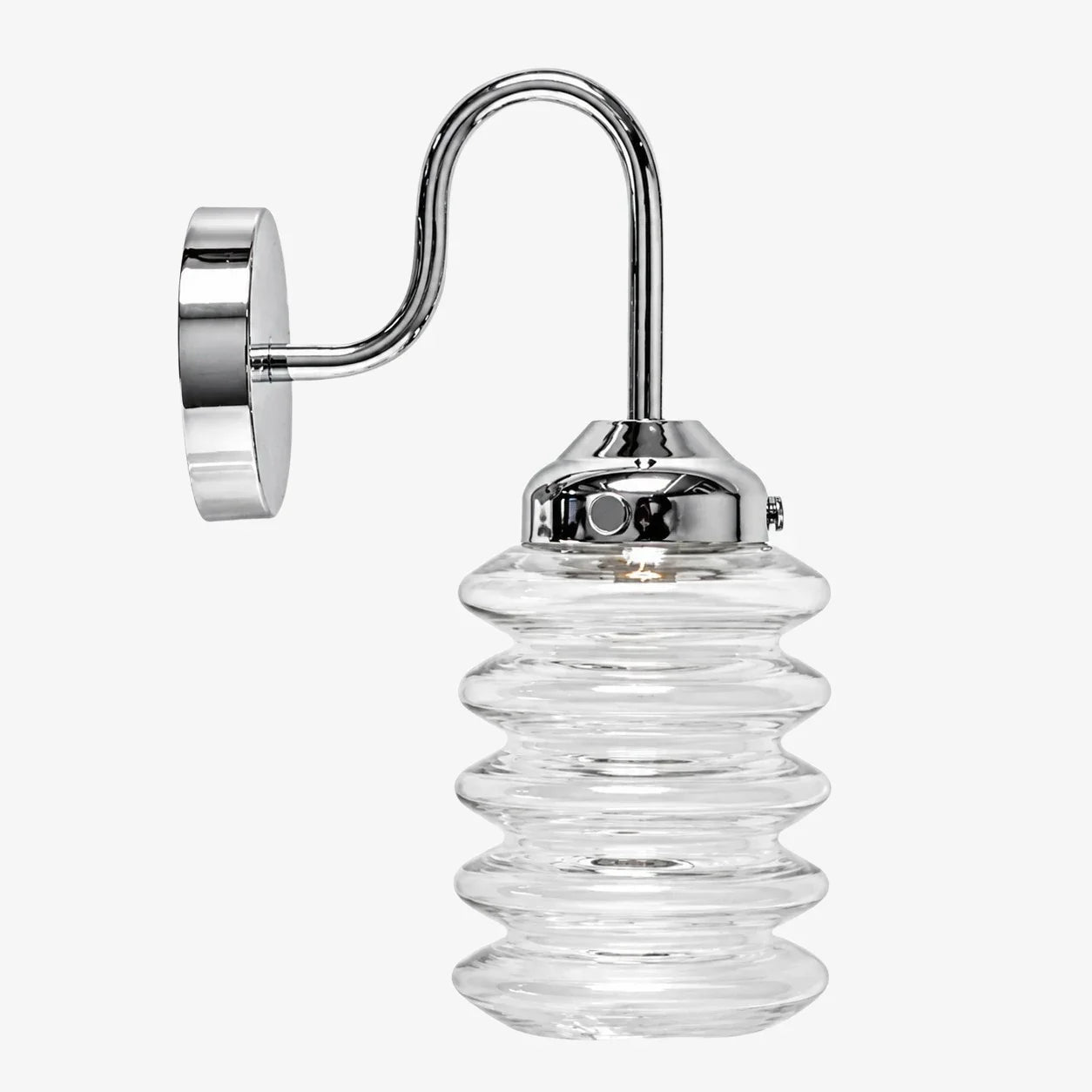Clear ribbed glass chrome wall sconce
