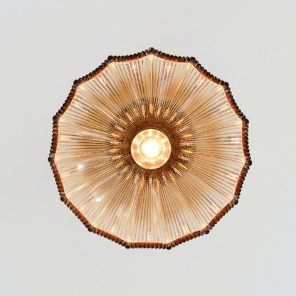 Ribbed Glass Semi Flush Mount Ceiling Light