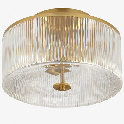 Trommelförmige Deckenlampe aus geripptem Glas – Vintage-Bauernhaus-Deckenleuchte