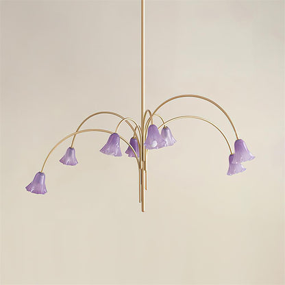 Bellina Sculptural Glass Lily Chandelier – Modern Romantic Pendant Light for High Ceilings