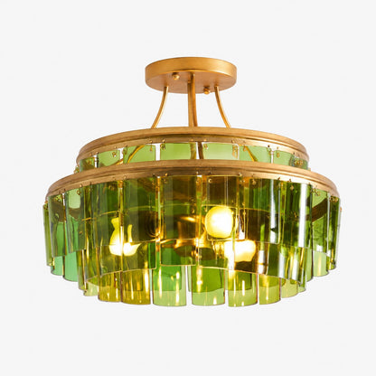 Halbbündige Deckenleuchte aus Verdura-Glas – Elegante Deckenleuchte aus grünem Glas