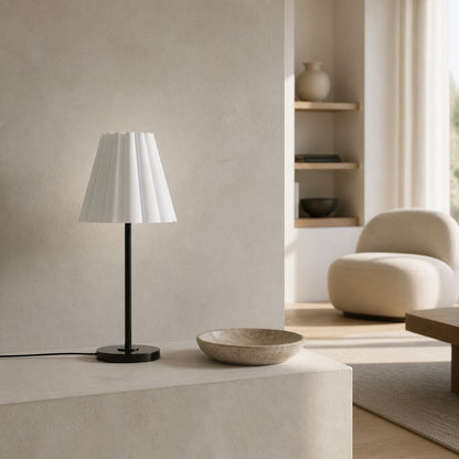 Ruffmeto Transitional Slim Table Lamp – Sculptural Shade Lighting for Living Room or Bedroom
