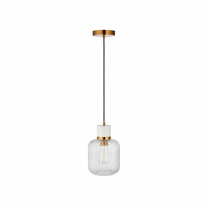 Korlisse Pendelleuchte aus Naturstein und Glas – Stilvolle Lampe für Wohnzimmer oder Lounge