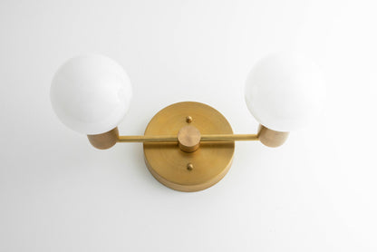 Glorica Glass Vanity Light - Modern Brass Wall Sconce for Bathroom Style