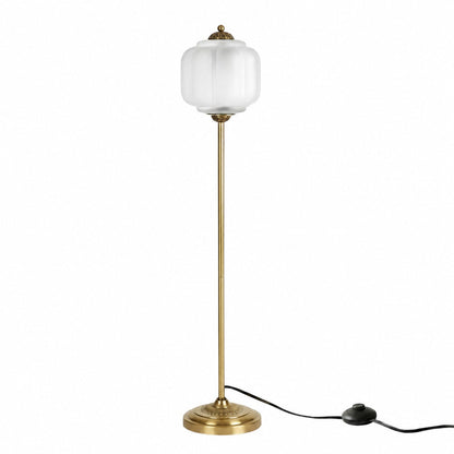 Eloise Textured Glass Pumpkin-Inspired Floor Lamp - Organic Artistry and Retro Style for Living Rooms