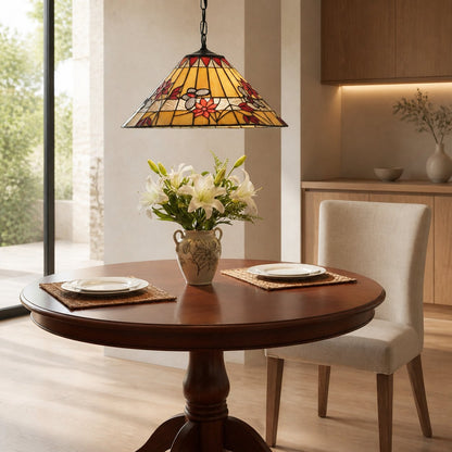 TF Butterfly Pendelleuchte – Hängelampe im Buntglas-Design für Esszimmer, Flur und Wohnzimmer
