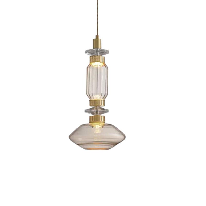 Minimalistische Ballett-Pendelleuchte - Eisen-Metall-Glas-Gold-Bernstein-Innenbeleuchtung