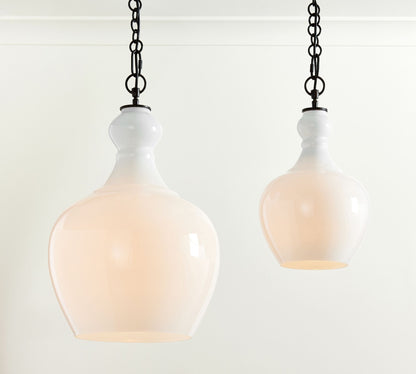 Lawson Glass Pendant Light - Recycled & Milk Glass with Bronze Accent