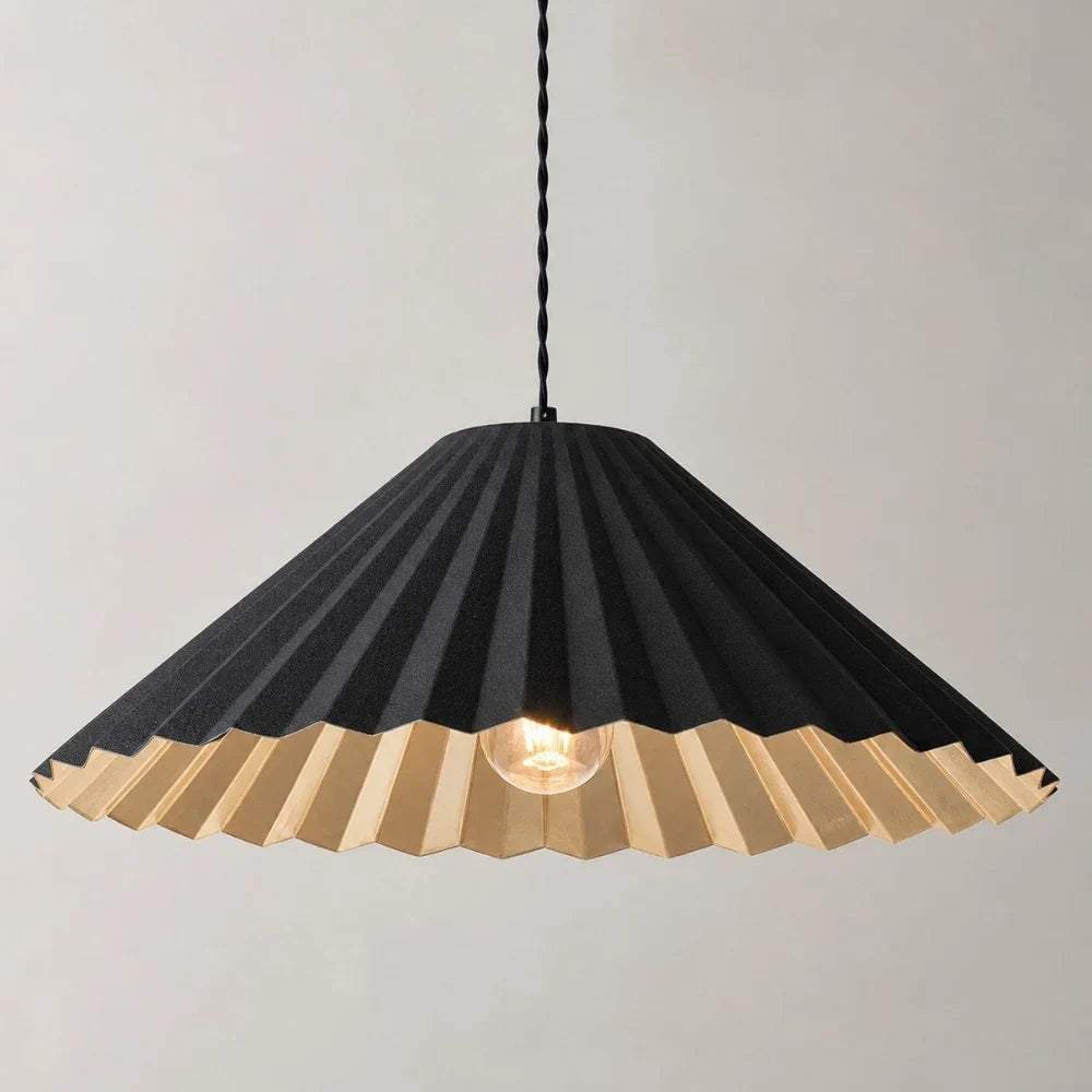 Black metal dome pendant shade profile detail