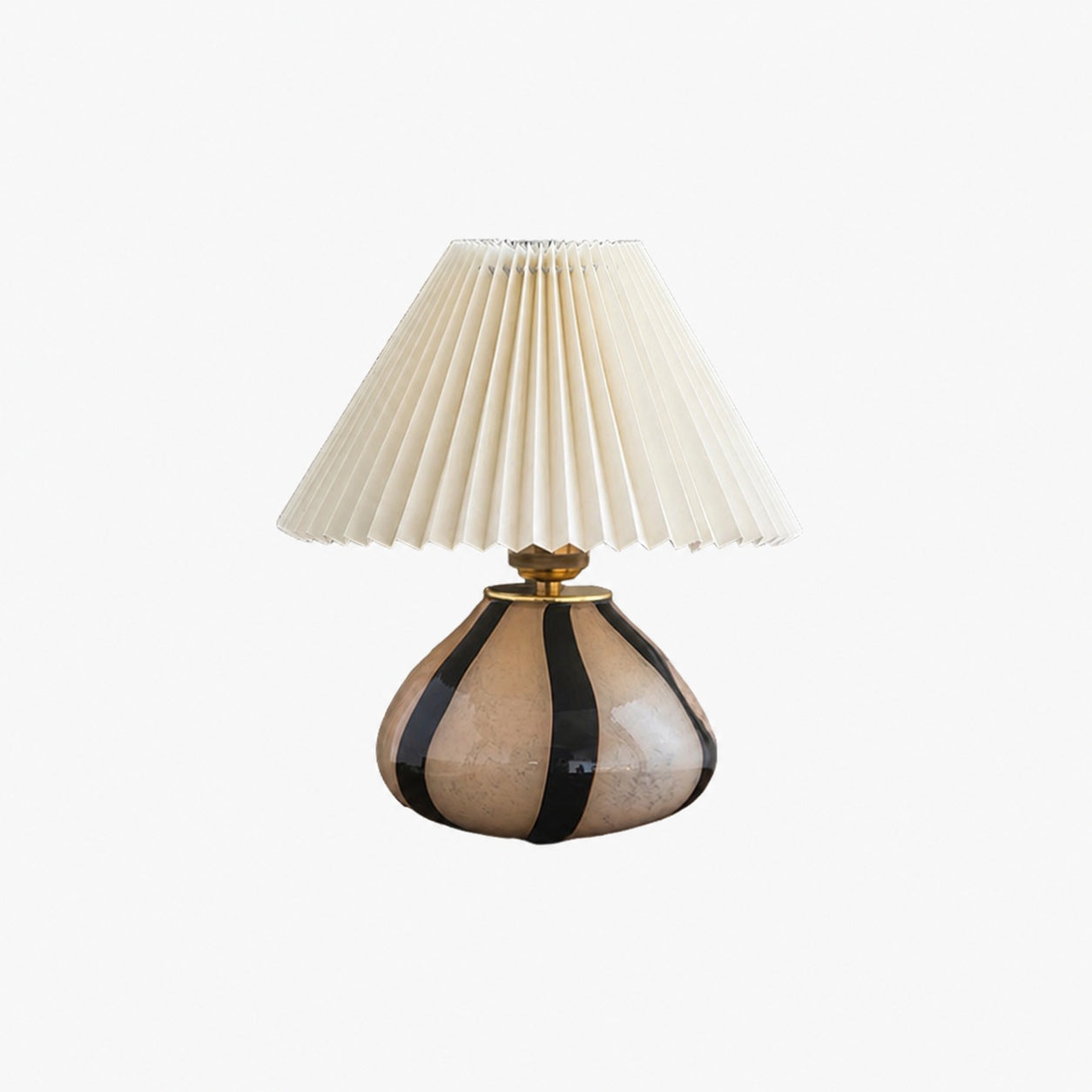 Undara Table Lamp - Pleated Fabric Shade Glass-Base Decorative Lamp for Living Room