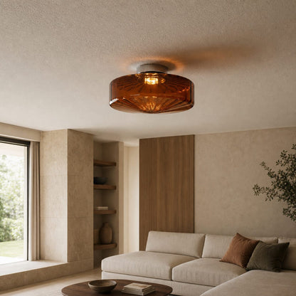 Ripplara Water Ripple Glass Ceiling Lamp with Vintage Style – Flush Mount Design for Bedroom