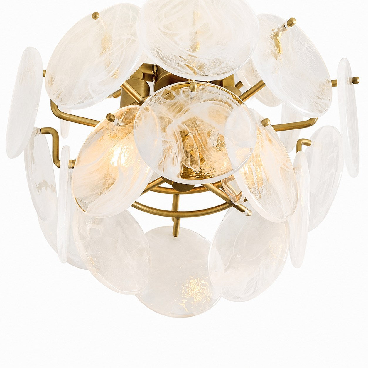 Sevra Cascading Glass Disc Round Flush Mount - Vintage Messing Deckenleuchte