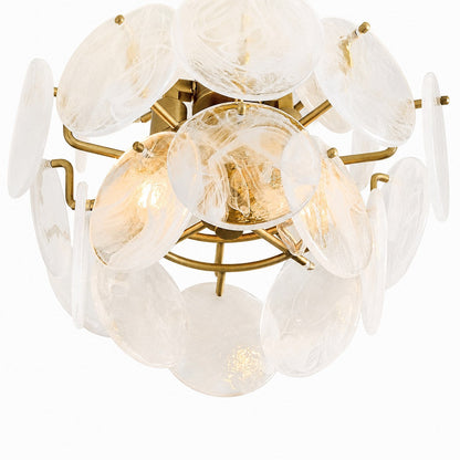 Sevra Cascading Glass Disc Round Flush Mount - Vintage Messing Deckenleuchte