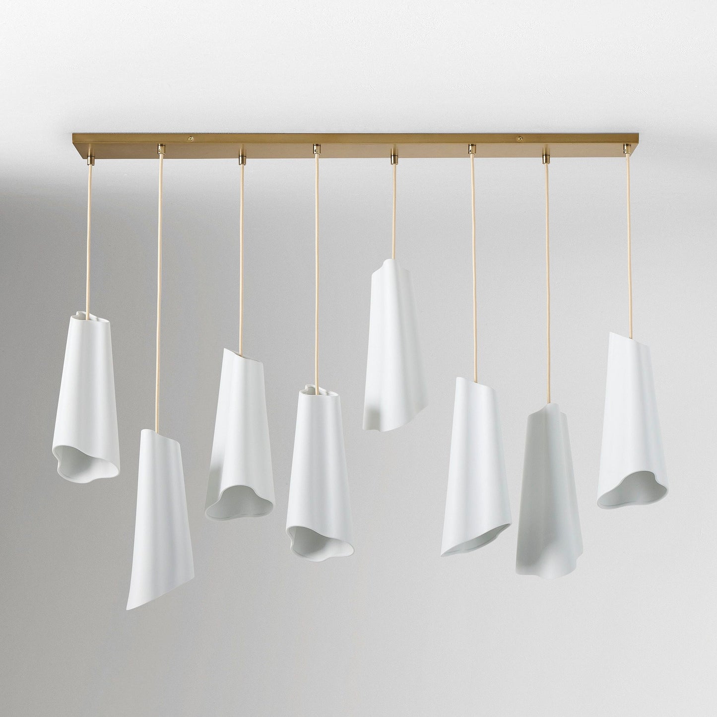 Orovia Ceramic Shade Chandelier – Iron Pendant Adjustable Height Design